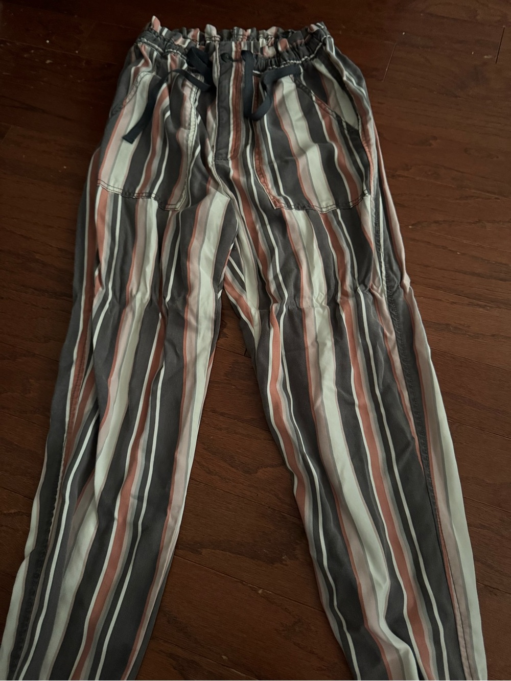 American Eagle Outfitters Striped Jogger Pants - Gray, Cream & Brown